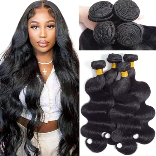 12A Body Wave Bundles Human Hair 16 18 20 22 400g 100 Unprocessed Brazilian Virgin Hair Body Wave 4 Bundles Human Hair Weave Bundles Natural Color