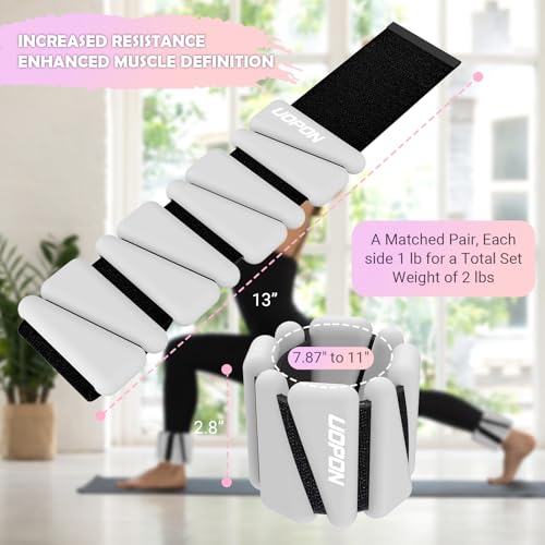 UOPON Wrist Ankle Weights for Women Set of 2, Adjustable Silicone Weighted Bangles, Wearable Ultra-durable Strips Weight Bracelet 2 lbs for Yoga, Pilates, Barre, Walking, Arm & Leg Workout - Image 4