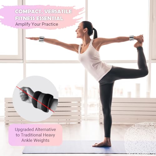UOPON Wrist Ankle Weights for Women Set of 2, Adjustable Silicone Weighted Bangles, Wearable Ultra-durable Strips Weight Bracelet 2 lbs for Yoga, Pilates, Barre, Walking, Arm & Leg Workout - Image 3