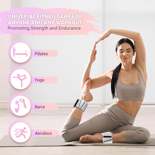 UOPON Wrist Ankle Weights for Women Set of 2, Adjustable Silicone Weighted Bangles, Wearable Ultra-durable Strips Weight Bracelet 2 lbs for Yoga, Pilates, Barre, Walking, Arm & Leg Workout - Image 5