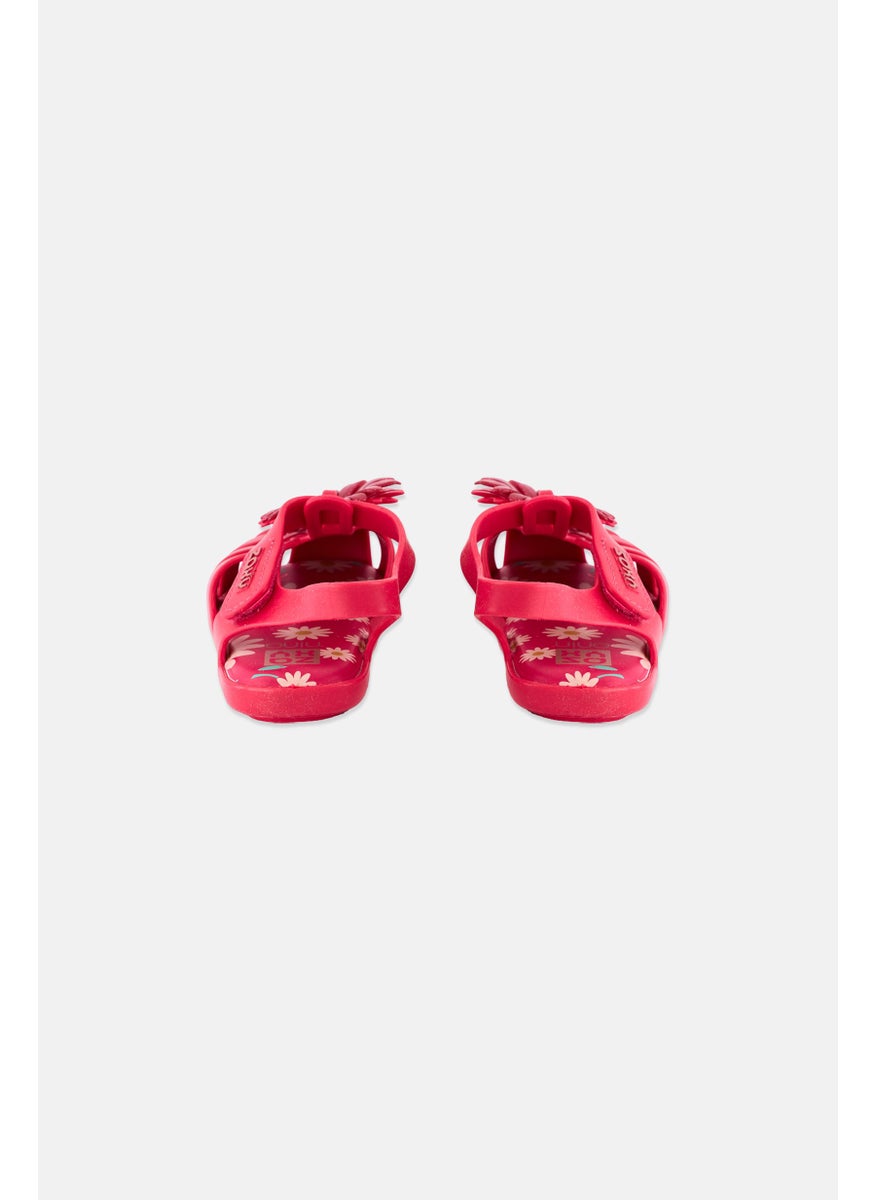 Zaxy Toddlers Girl  Daisy Baby Velcro Sandals, Dark Pink  - Image 4