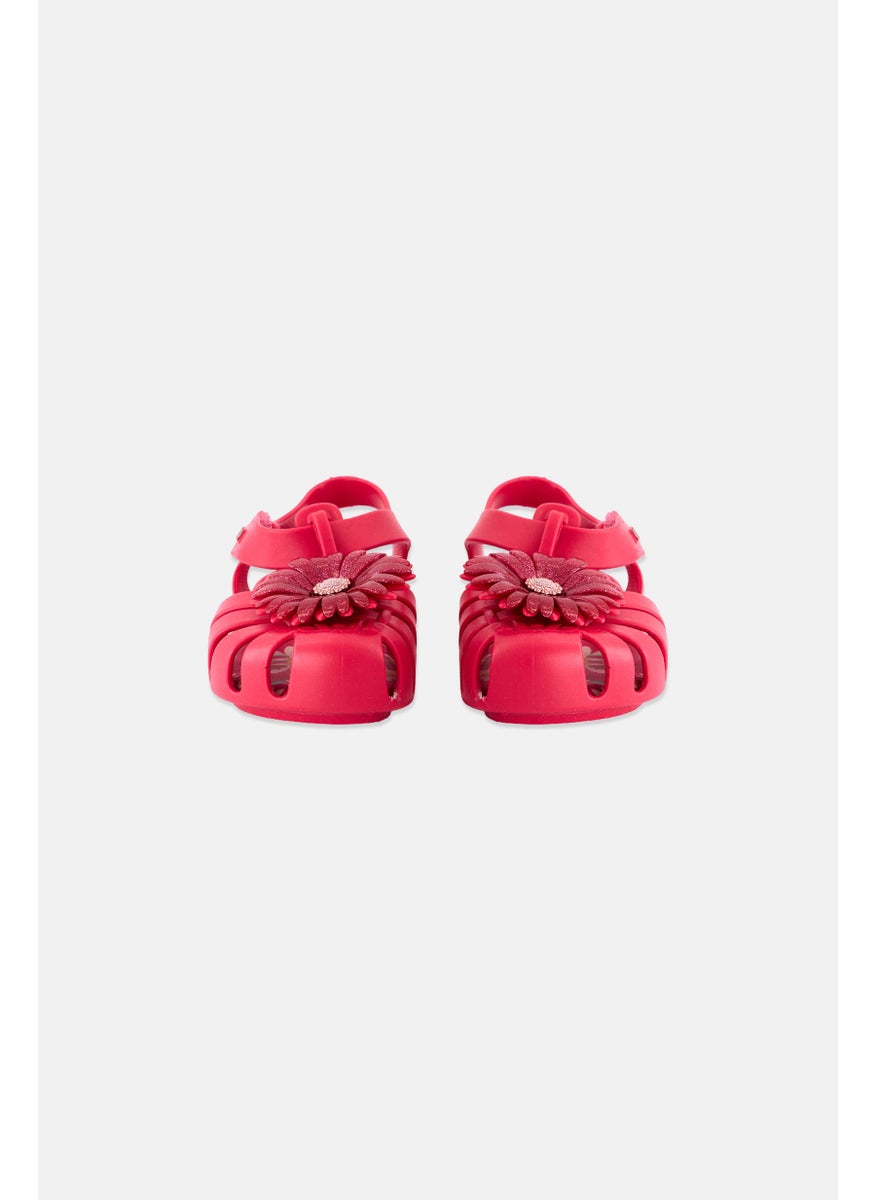 Zaxy Toddlers Girl  Daisy Baby Velcro Sandals, Dark Pink  - Image 2