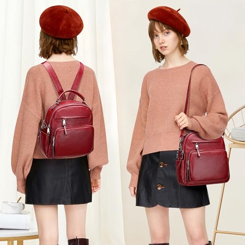 ALTOSY Genuine Leather Backpack for Women Small Convertible Backpack Purse Ladies Shoulder Bag 4 in 1 to Carry - Image 3