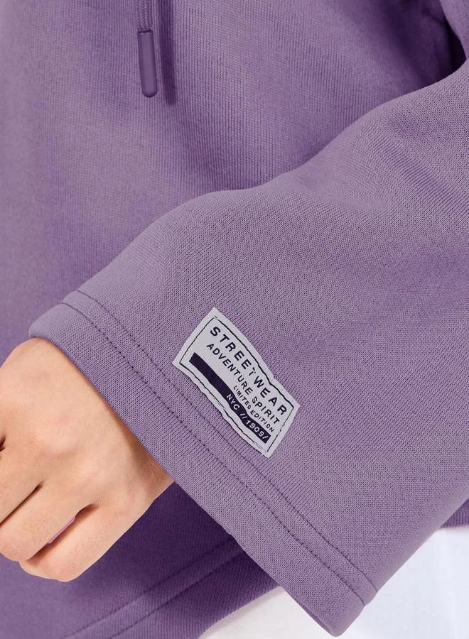 Styli Slogan Print Flared Sleeves Hoodie