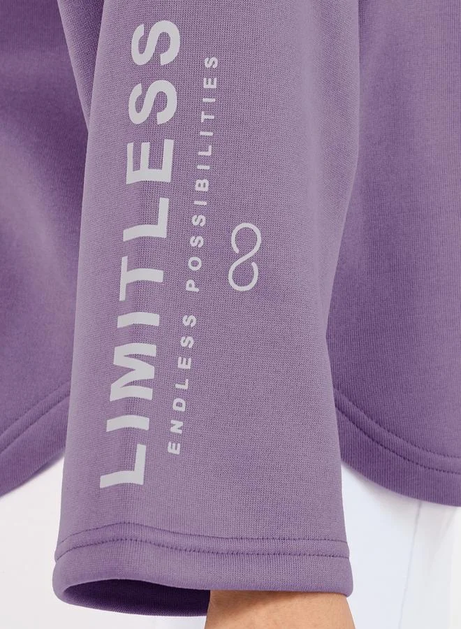 Styli Slogan Print Flared Sleeves Hoodie