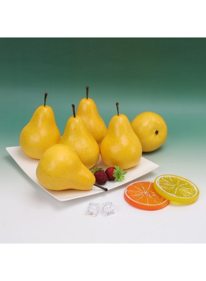 Gresorth 6pcs Artificial Pear Decoration Fake Fruit Lifelike Simulation Food Home Party Kitchen Photography Props - Image 3