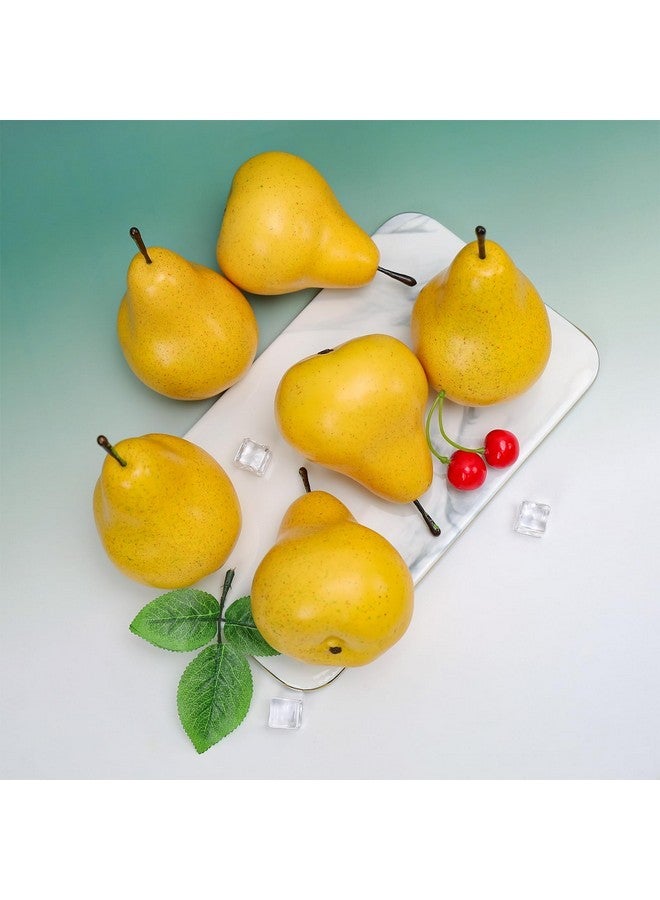 Gresorth 6pcs Artificial Pear Decoration Fake Fruit Lifelike Simulation Food Home Party Kitchen Photography Props - Image 5