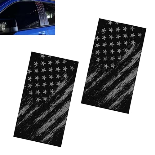 yorpyep 2 PCS Car B Pillar Stickers Aged American Flag Patriotic Decal Waterproof ScratchCovering Trim Decoration Universal SelfAdhesive Protective Film for Car Door Window Pillar Black 04 - Image 1