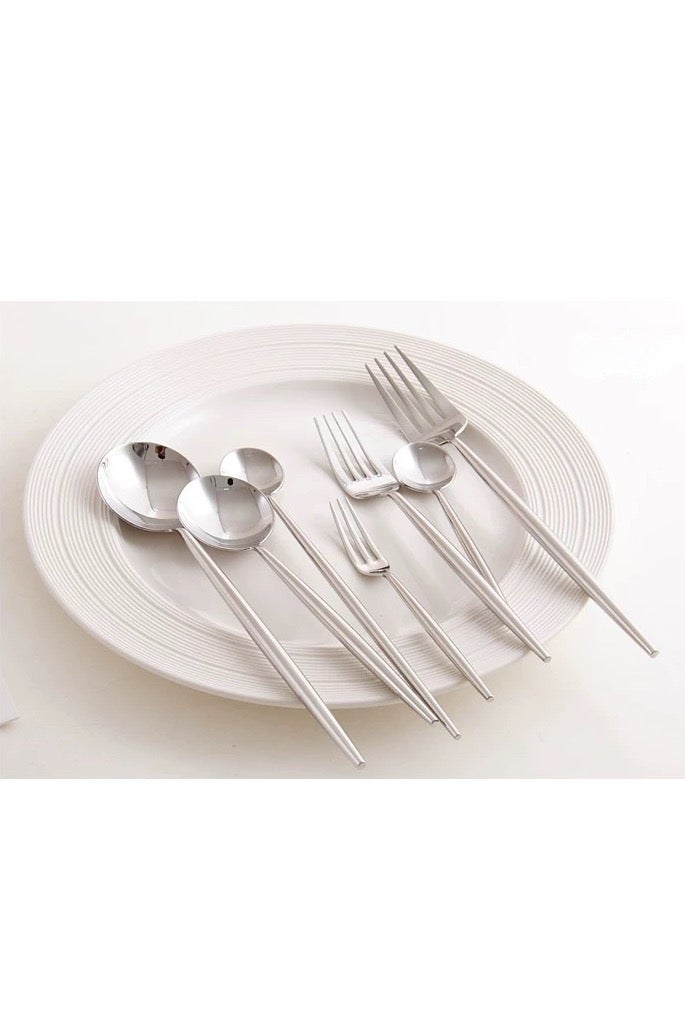 24-Piece Stainless Steel Cutlery Set for 6, Premium Mirror Polished - Complete Knife/Fork/Spoon in Luxury Gift Box, Ideal for Arabic Hospitality, Wedding & Eid (Dishwasher Safe) - Image 4