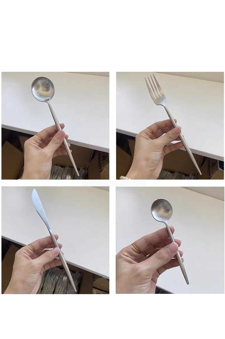 24-Piece Stainless Steel Cutlery Set for 6, Premium Mirror Polished - Complete Knife/Fork/Spoon in Luxury Gift Box, Ideal for Arabic Hospitality, Wedding & Eid (Dishwasher Safe) - Image 3