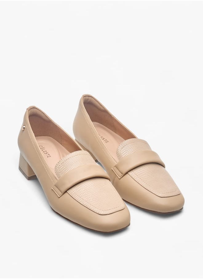 Celeste Womens Textured Slip-On Loafers With Block Heels  - Image 2