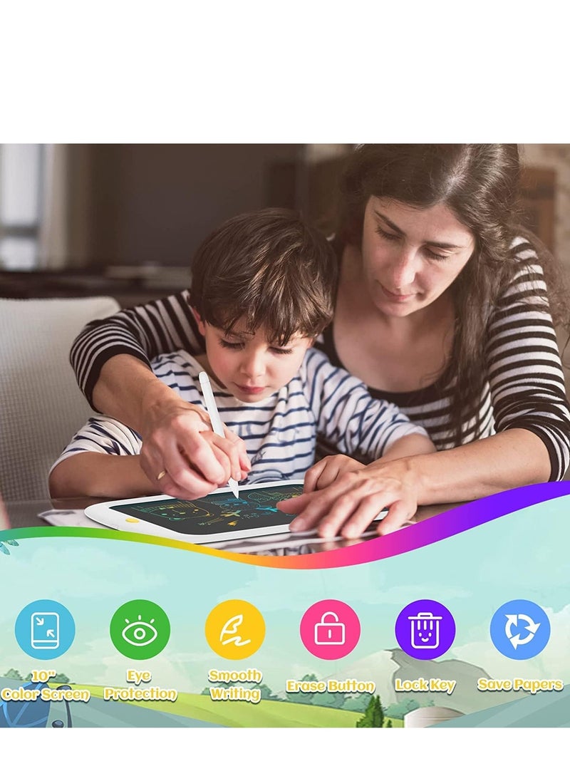 آينول - لوح كتابة LCD ملون للأطفال مقاس 10 بوصات، ألعاب تعليمية للأطفال الصغار هدية للبنات والأولاد من سن 3 و4 و5 و6 و7 سنوات، لوحة رسم إلكترونية (أبيض) - Image 1