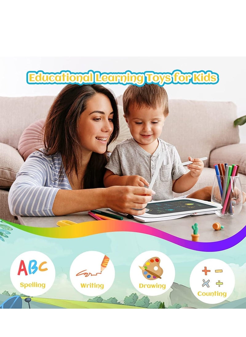 آينول - لوح كتابة LCD ملون للأطفال مقاس 10 بوصات، ألعاب تعليمية للأطفال الصغار هدية للبنات والأولاد من سن 3 و4 و5 و6 و7 سنوات، لوحة رسم إلكترونية (أبيض) - Image 1
