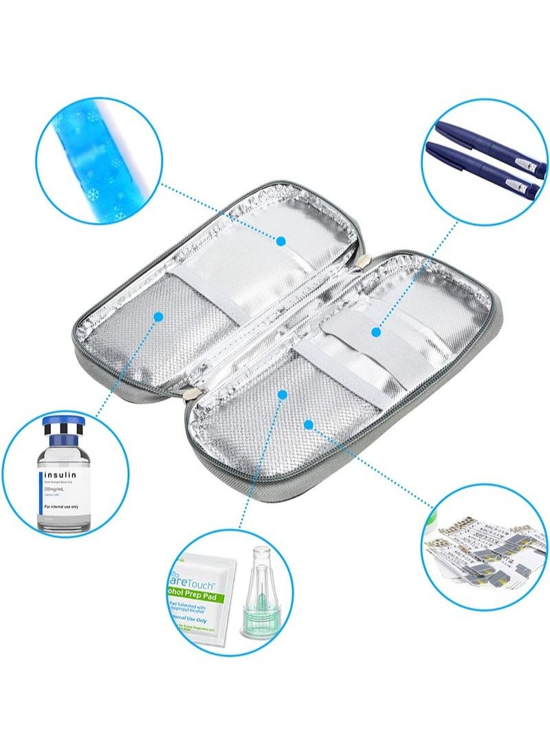 Insulin Cooler Travel Case with 2 Ice Packs - Diabetes Bags Cooler Travel Case for Diabetic Organize Supplies Insulated Cooling Bag