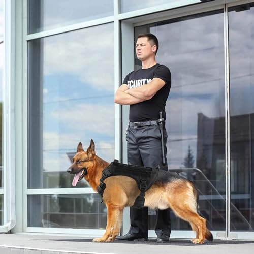 HANK Tactical Dog Harness - Anti No Pull Dog Chest Belt - 2 Front Metal Buckle - Dog Vest for Training - Walking - Adventure (Tactical Black, M - Harness) - Image 3