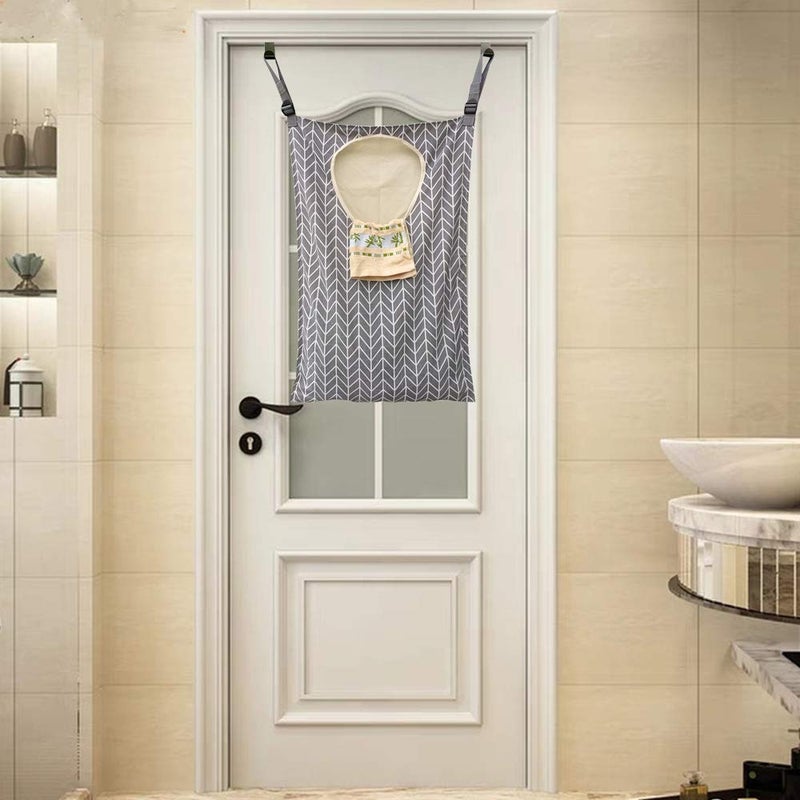 Amlrt HDHYK Adjustable Door-Hanging Laundry Hamper with Stainless Steel Hooks - Image 4