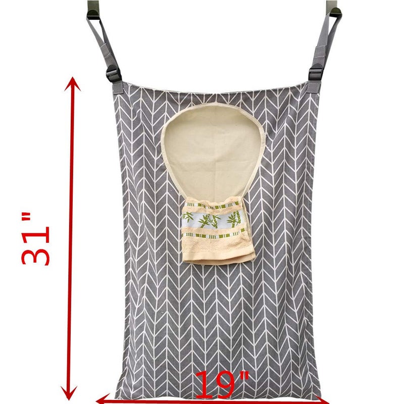 Amlrt HDHYK Adjustable Door-Hanging Laundry Hamper with Stainless Steel Hooks - Image 3