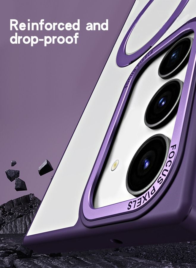 جرويك جراب مغناطيسي لهاتف Samsung Galaxy S23 Plus مقاس 6.6 بوصة، متعدد الاستخدامات غير مرئي متوافق مع Magsafe، غطاء هاتف نحيف واقٍ مقاوم للصدمات، حامل من السقوط، أرجواني شفاف - Image 4