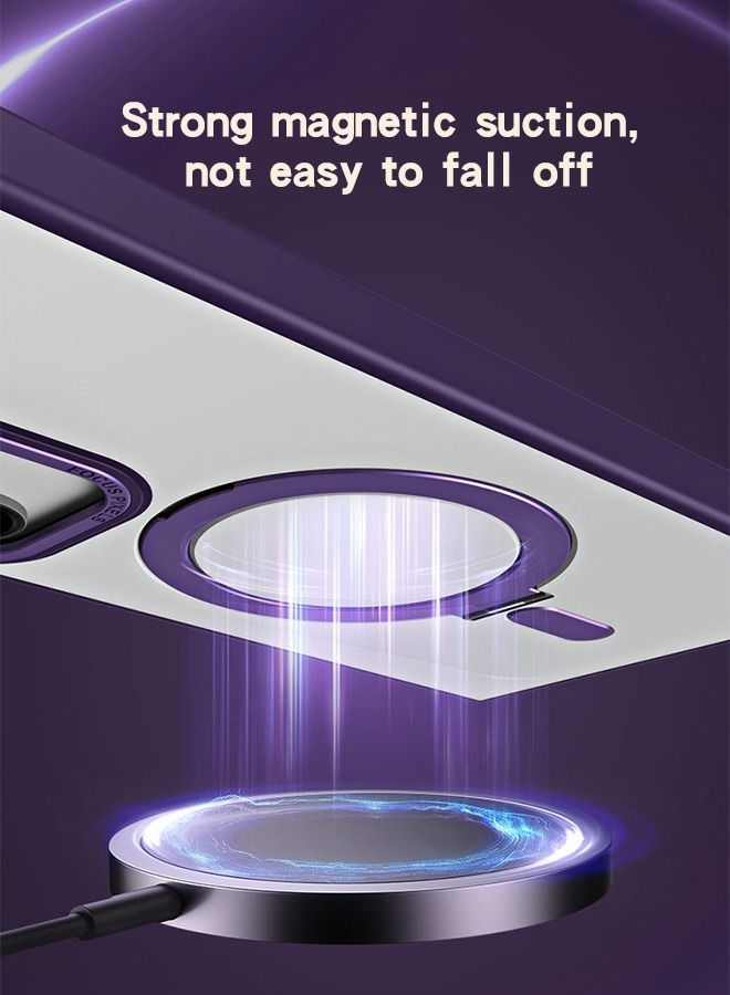 جرويك جراب مغناطيسي لهاتف Samsung Galaxy S23 Plus مقاس 6.6 بوصة، متعدد الاستخدامات غير مرئي متوافق مع Magsafe، غطاء هاتف نحيف واقٍ مقاوم للصدمات، حامل من السقوط، أرجواني شفاف - Image 3