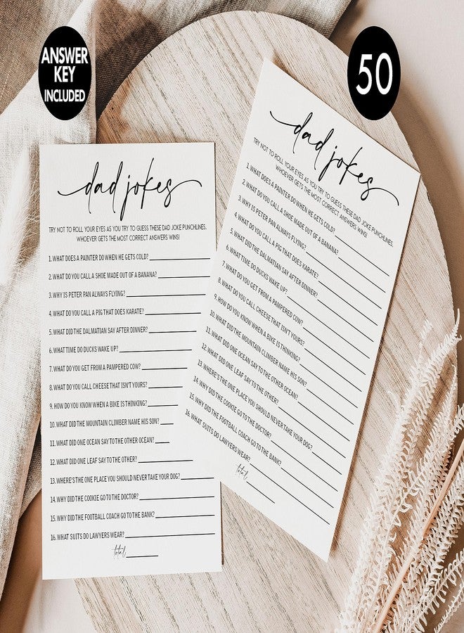 All-Ewired-Up 50 Baby Shower Dad Jokes Game (50-Cards) Fun Baby Shower Game Activity, Gender Neutral Boy or Girl, Co-Ed, Minimalist - Image 3
