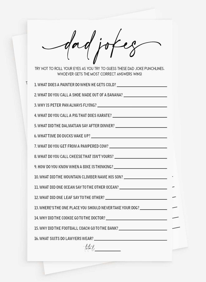 All-Ewired-Up 50 Baby Shower Dad Jokes Game (50-Cards) Fun Baby Shower Game Activity, Gender Neutral Boy or Girl, Co-Ed, Minimalist - Image 1