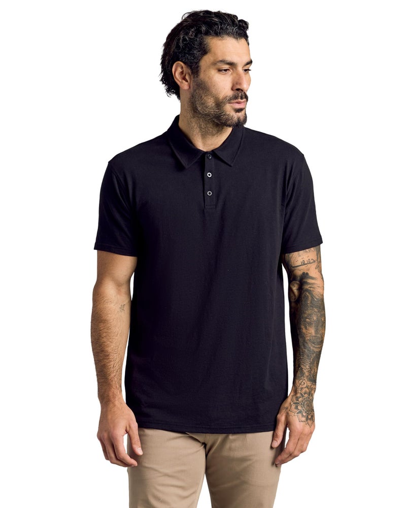 True Classic Polo Shirts for Men – Mens Polo Shirts Short Sleeve Cotton, Personalized Custom Cut, Pack of 1, Black, L - Image 1