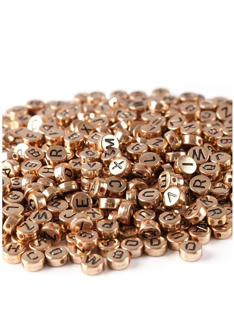 Rose Golden Round Acrylic Letter Beads Alphabet for Jewelry Making Bracelets Necklaces Key Chains 600Pcs 7x4mm - Image 2