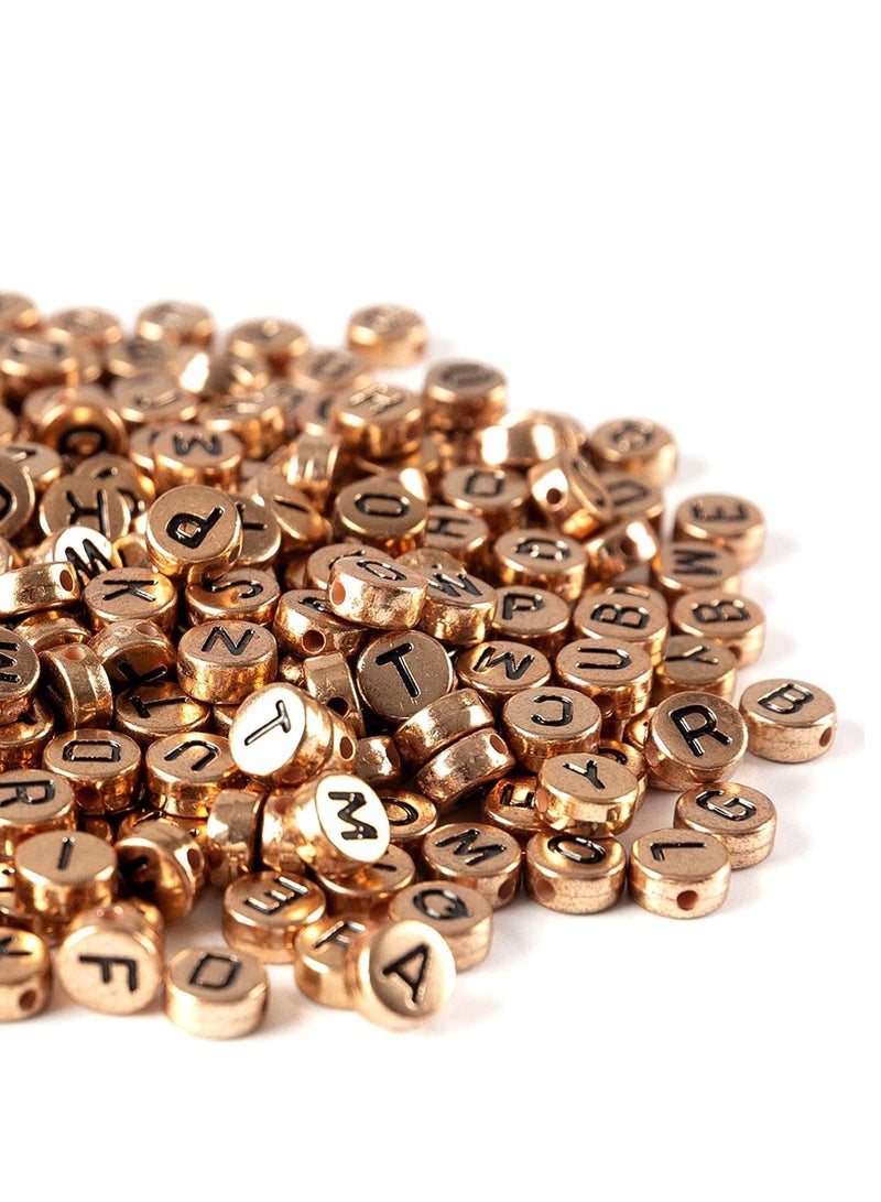Rose Golden Round Acrylic Letter Beads Alphabet for Jewelry Making Bracelets Necklaces Key Chains 600Pcs 7x4mm - Image 1