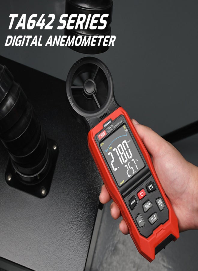 TASI TA642B Digital Anemometer Handheld Wind Speed Meter Measuring Air Flow Speed Wind Temperature LCD Backlight Display - Image 2