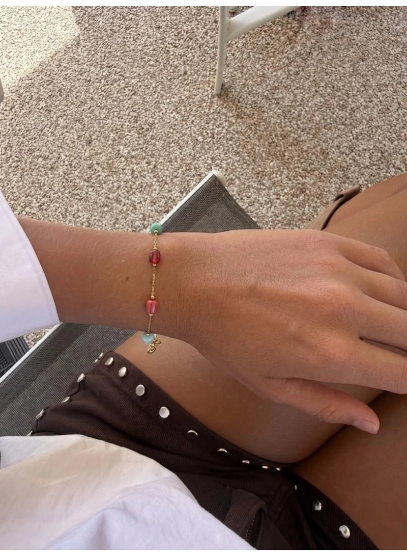 rainbow stones bracelet (stainless steel)