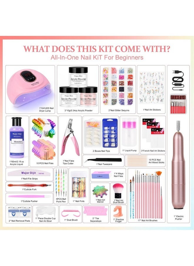 MAJOR DIJIT Acrylic Nail Kit-Starter Nails Kit Acrylic Set Acrylic Powder & Liquid With Nail Drill U V Light Professional Acrylic With Everything For Beginners Acrylic Nail Set (Clear/White/Nude)  - Image 2