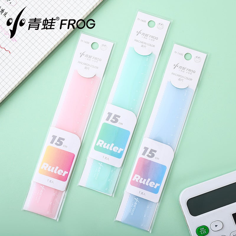 Small Frog Macaron Ruler 15 18 20Cm Cute Ruler Student Stationery Primary School Grade One Ruler - Image 2