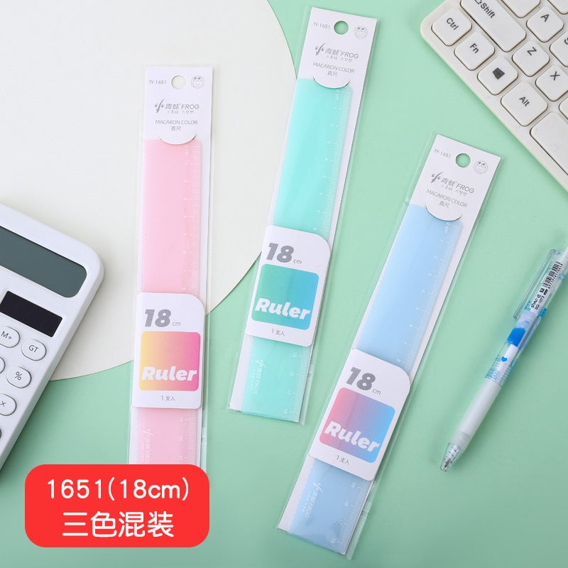 Small Frog Macaron Ruler 15 18 20Cm Cute Ruler Student Stationery Primary School Grade One Ruler - Image 1