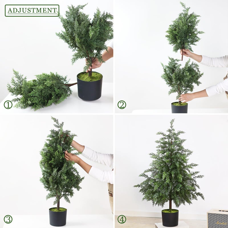 YXZZWL 3FT Real Touch Cedar Topiary Trees for Front Porch Decor, Artificial Shrubs Faux Plants Potted UV Resistant Fake Greenery for Outdoor Indoor Door Garden Farmhouse Home Decoration (Set of 2) - Image 5