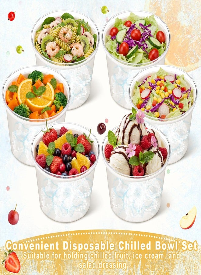 Ferrochef 24 Set 14 oz Ice Chilled Serving Dip Bowls with 20 oz Waterproof Paper Bowl Base, Acrylic Party Bowl Iced Salad Ice Cream Dish Set for Camping Picnic BBQ Outdoor Events & Gatherings - Image 3
