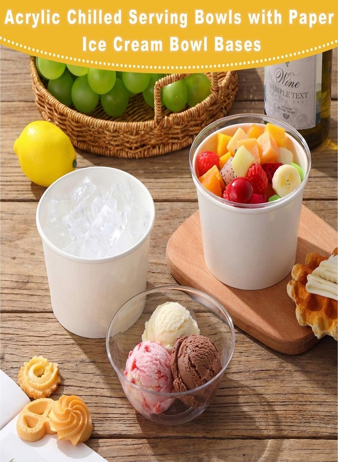 Ferrochef 24 Set 14 oz Ice Chilled Serving Dip Bowls with 20 oz Waterproof Paper Bowl Base, Acrylic Party Bowl Iced Salad Ice Cream Dish Set for Camping Picnic BBQ Outdoor Events & Gatherings - Image 4