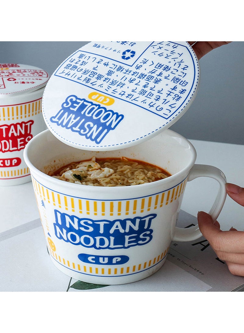 Hanghaijia Instant Noodle Bowl Ceramic With Cover,Creative Ramen Soup Bowl Mug Cover Student Lunch Bowl  - Image 4
