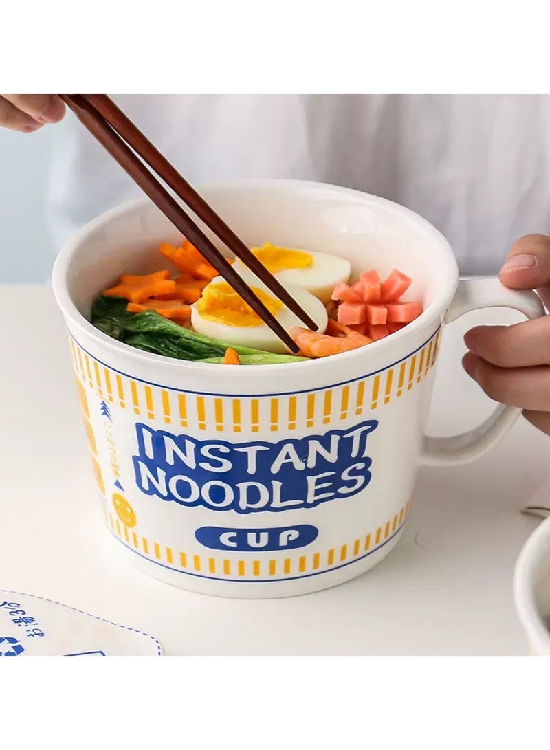 Hanghaijia Instant Noodle Bowl Ceramic With Cover,Creative Ramen Soup Bowl Mug Cover Student Lunch Bowl  - Image 3