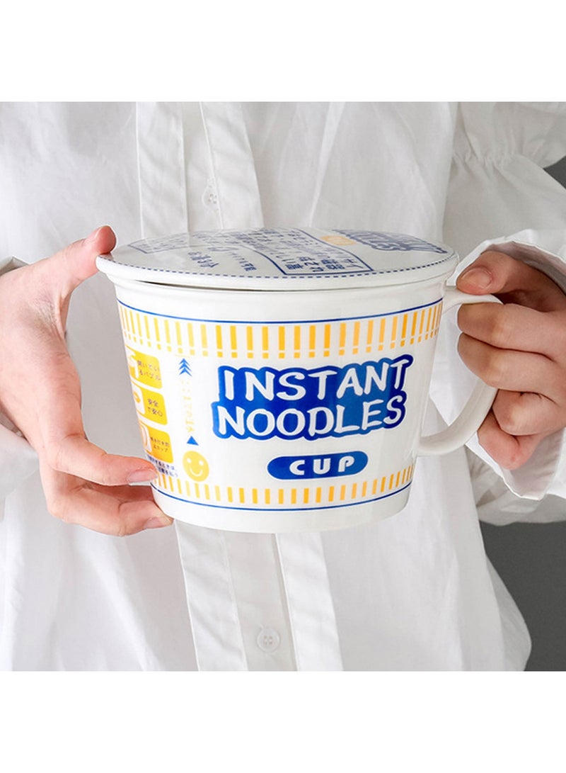 Hanghaijia Instant Noodle Bowl Ceramic With Cover,Creative Ramen Soup Bowl Mug Cover Student Lunch Bowl  - Image 5
