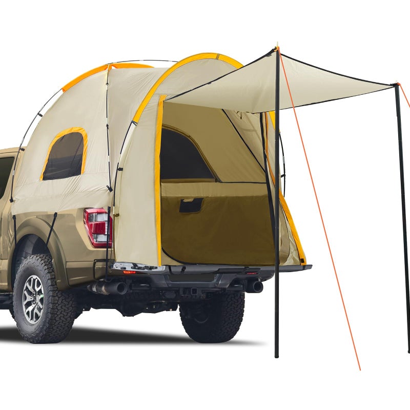 Qualencey Pickup Truck Tent with Awning Shade,Waterproof PU5000mm Oxford for 5-5.2 FT Truck Bed for Camping Travel Outdoor Activities for Chevy Colorado,Jepp Gladiator,Ford Ranger,GMC Canyon,Frontierm,Tacoma - Image 1