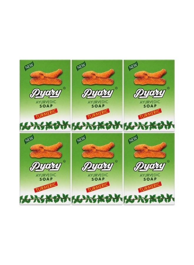 Pyary Turmeric Ayurvedic Soap 75g X 6Pcs - Image 1