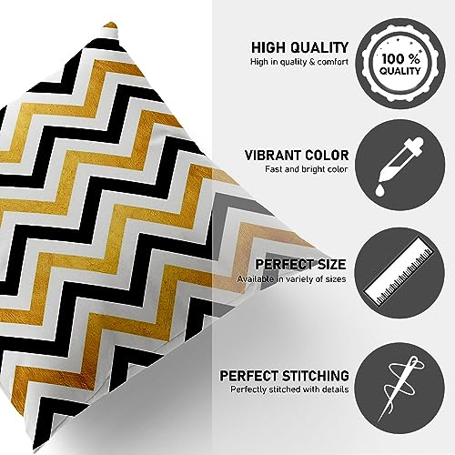 HOOPY Set of 5 Designer Decorative Throw Pillow/Cushion Covers (16 inch x 16 inch, Gold Geo Print) - Image 3