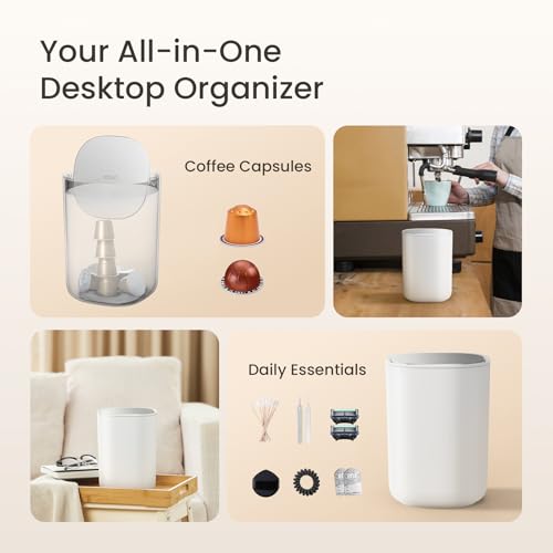 Cesun Mini Desktop Trash Can with Swing Lid, 0.4 Gallon Small Desk Trash Can, Countertop Wastebasket, Modern Tiny Tabletop Bin for Home Office, Makeup Area, or Car Interior (White) - Image 3