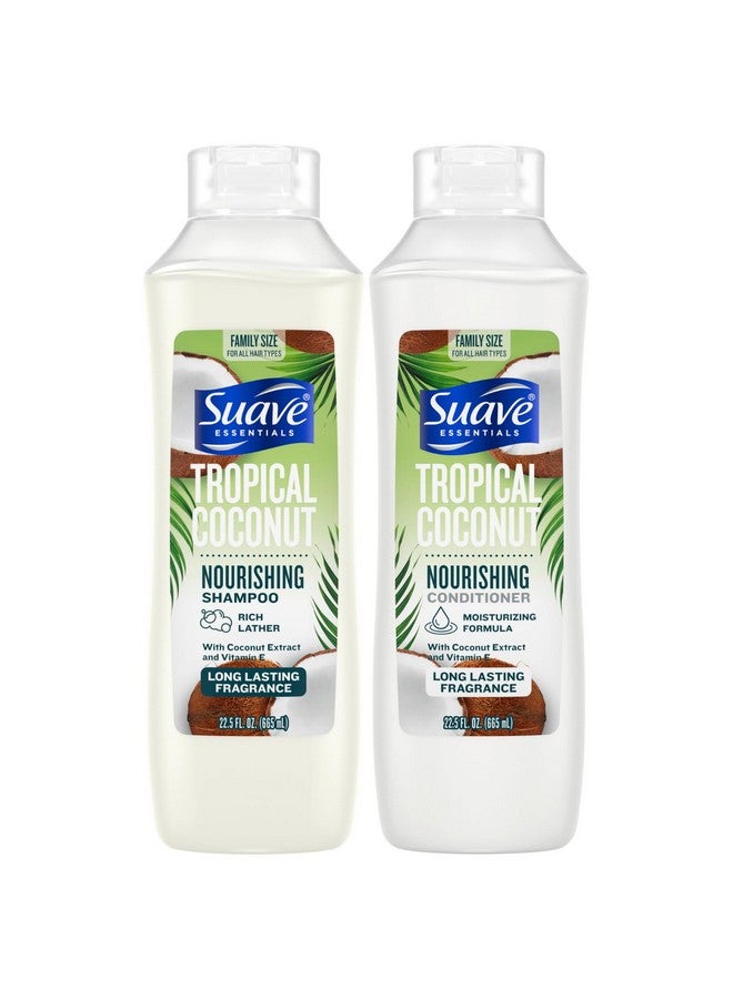 Suave Shampoo & Conditioner Set, Tropical Coconut - Everyday Nourishing Formulas with Coconut Extract & Vitamin E, 22.5 Oz Ea (2 Piece Set) - Image 1