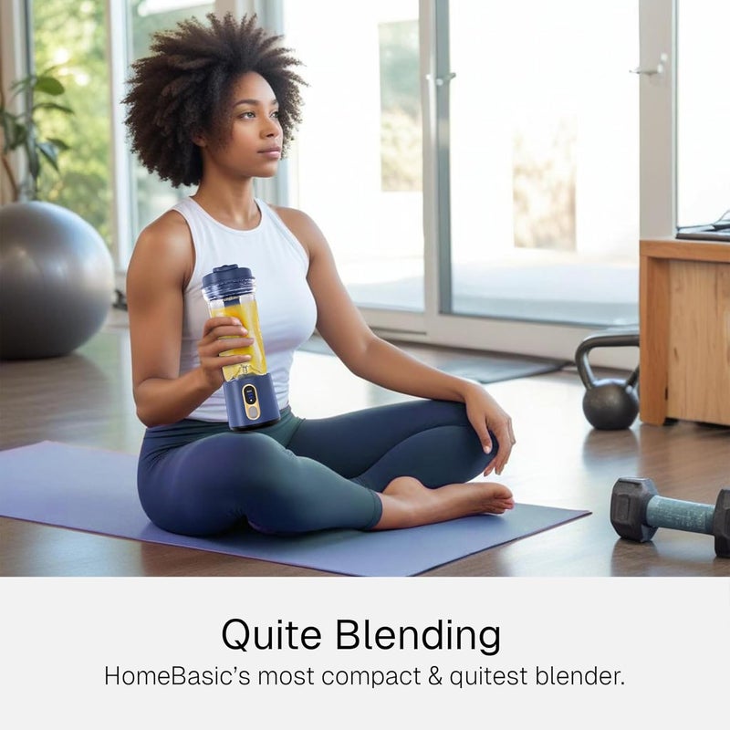 Home Basic خلاط محمول HOMEBASIC R100 للعصائر للمطبخ - للعصائر والسموذي والشيك - سحق الثلج - طعام الأطفال - 18000 دورة في الدقيقة - محرك 300 واط - بطارية 4000 مللي أمبير - وعاء 500 مل خالي من BPA - شفرات حادة من الفولاذ المقاوم للصدأ - أزرق فاخر - Image 4