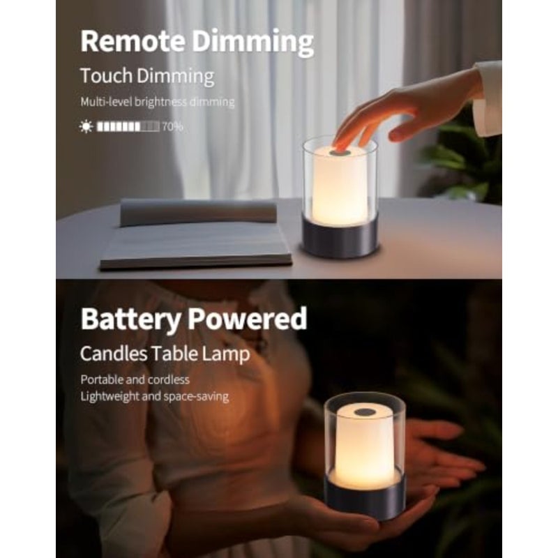 4 "RGB أسود مصباح طاولة لاسلكي 2 حزمة، مصباح LED خارجي قابل لإعادة الشحن، يعمل بالبطارية، محمول، ضوء ليلي يعمل باللمس لغرفة الطعام، التخييم، البار، الحفلات، السرير، غرفة النوم، ديكور المنزل، هدية - Image 4