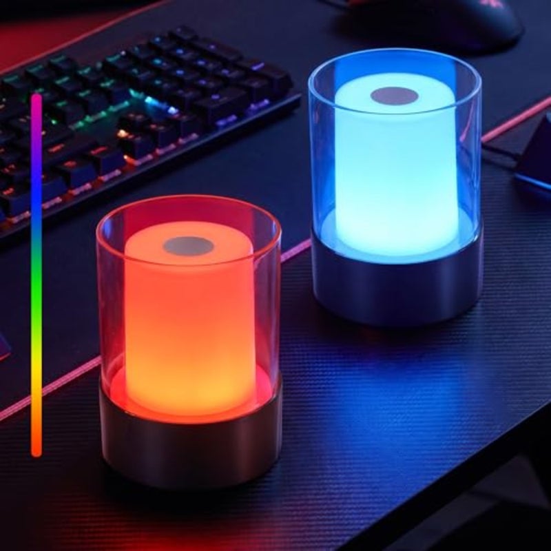 4 "RGB أسود مصباح طاولة لاسلكي 2 حزمة، مصباح LED خارجي قابل لإعادة الشحن، يعمل بالبطارية، محمول، ضوء ليلي يعمل باللمس لغرفة الطعام، التخييم، البار، الحفلات، السرير، غرفة النوم، ديكور المنزل، هدية - Image 1