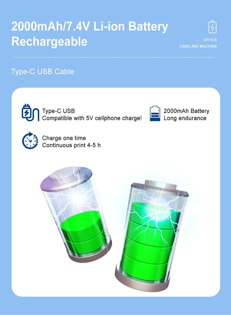 أواسيس لينك آلة صنع الملصقات مع شريط لاصق، طابعة ملصقات الباركود، صغيرة محمولة، بلوتوث، ملصقات حرارية للعناوين والملابس وأسماء الأسعار وعلامات التجزئة، الباركود صغير (أسود وأبيض مع لفة واحدة من الملصقات) - Image 4