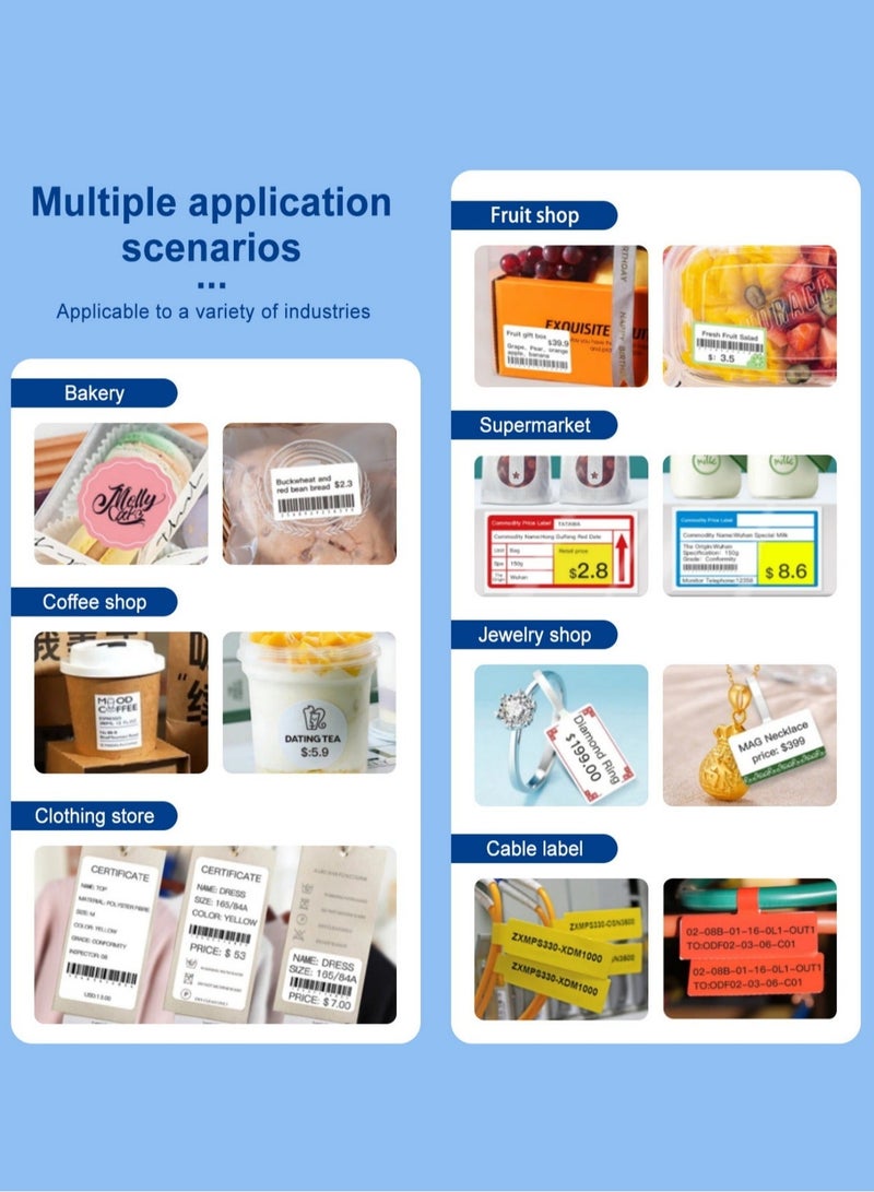 أواسيس لينك آلة صنع الملصقات مع شريط لاصق، طابعة ملصقات الباركود، صغيرة محمولة، بلوتوث، ملصقات حرارية للعناوين والملابس وأسماء الأسعار وعلامات التجزئة، الباركود صغير (أسود وأبيض مع لفة واحدة من الملصقات) - Image 5
