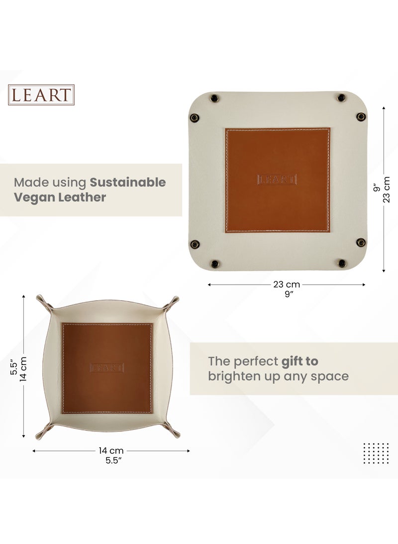 LeArt Valet Tray - Small & Compact Catchall Tray | Desk, Bedside, Home Entrance Entryway Organizer | Valet Tray for Keys, Coins, Stationary, Jewellery (Chocolate Brown) - Image 4